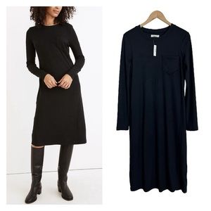 Madewell Long-Sleeve Pocket Tee Dress Size Small in Black